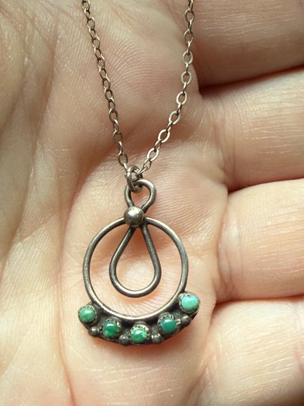 Native American Sterling Silver 925 and Turquoise Pendant Necklace